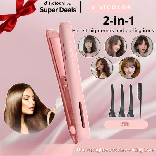 Gentlemen's Bangs Two-in-one Straight Hair Curler With Ion Hair Care, Compact And Portable, Suitable For Dormitory Use
