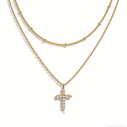 COLORFUL BLING Cubic Zircon Cross Necklace